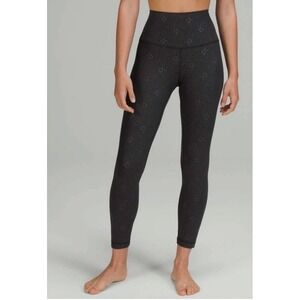 RARE Lululemon Align HR Pant Legging Yogo Emboss Black 2 All Over Print Logo